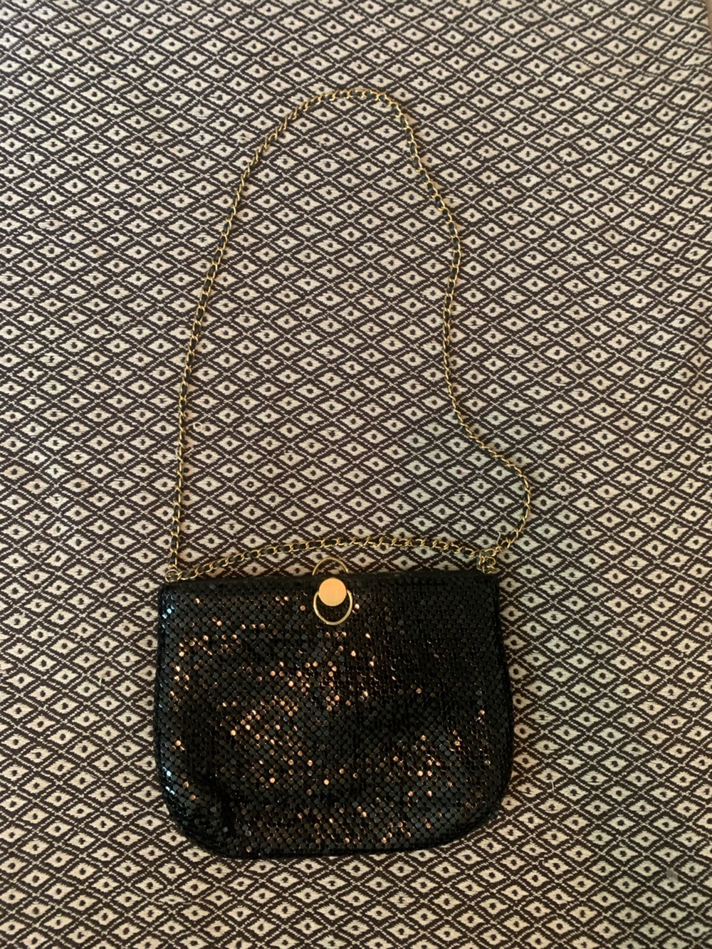 Black Sequin Chain Shoulder Bag